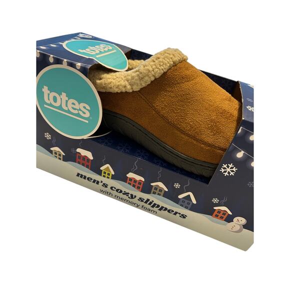 Totes Toasties Men's Memory Foam Slippers -Tan - Size MD 8-9 NEW - Picture 3 of 4